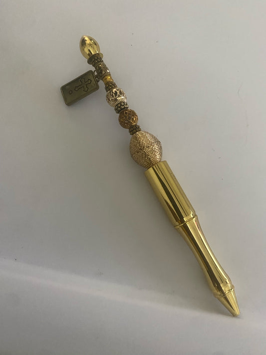 Anointed Gold Beaded Pen – Divine Style, Sacred Intent