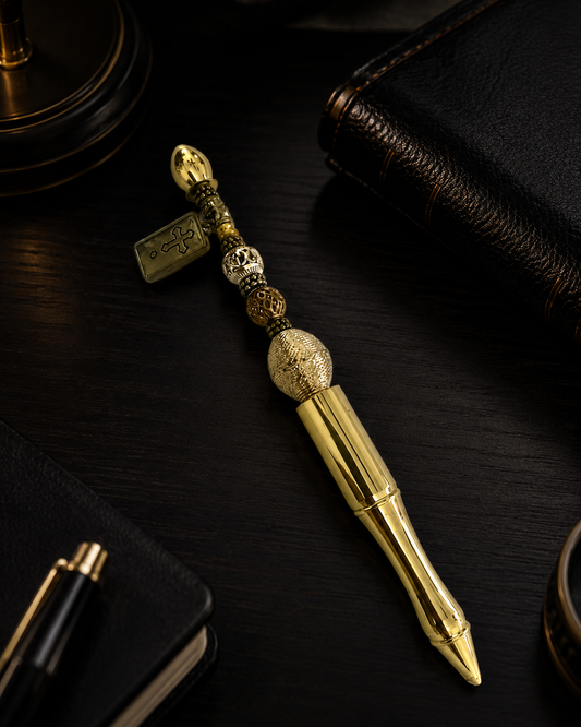 Anointed Gold Beaded Pen – Divine Style, Sacred Intent