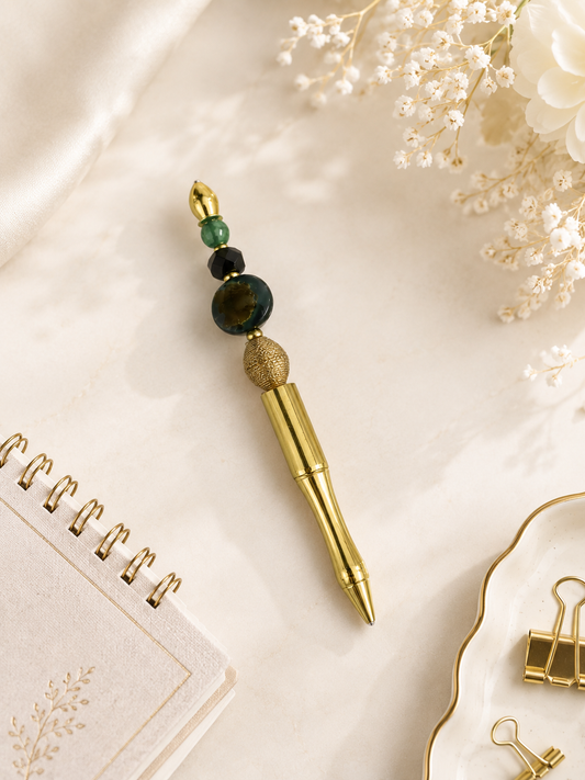 Emerald Noir Beaded Pen – Bold. Elegant. Unforgettable.