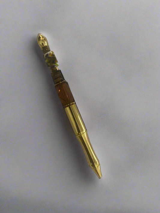 Golden Muse Beaded Pen – Luxe Artisan Writing Tool